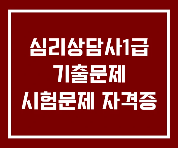 심리상담사1급 기출문제 시험문제 자격증