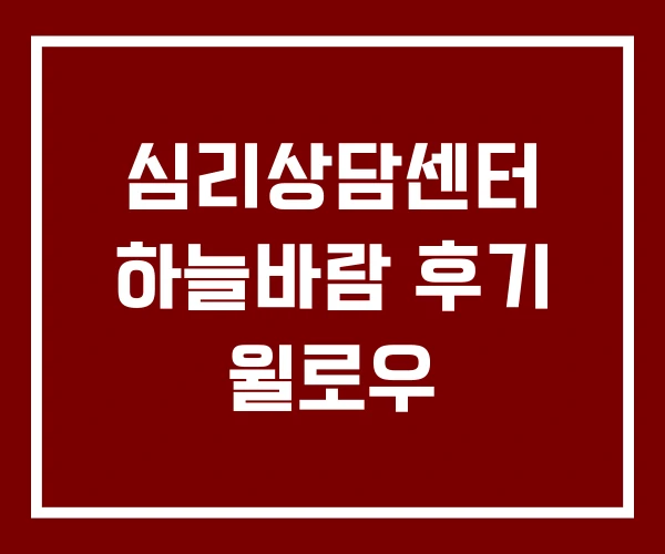 심리상담센터 하늘바람 후기 윌로우