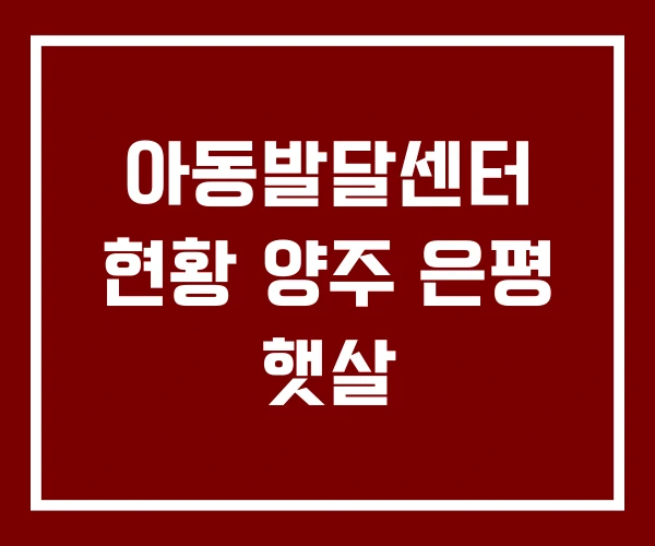 아동발달센터 현황 양주 은평 햇살