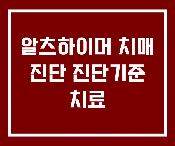 알츠하이머 치매 진단 진단기준 치료