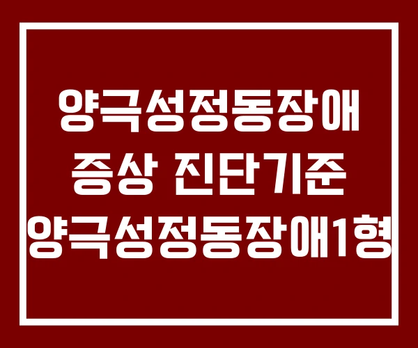 양극성정동장애 증상 진단기준 양극성정동장애1형 양극성정동장애 증상 진단기준 양극성정동장애1형