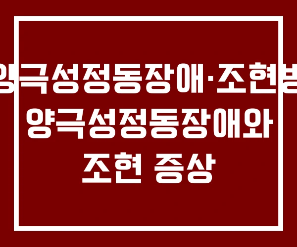 양극성정동장애·조현병 양극성정동장애와 조현 증상