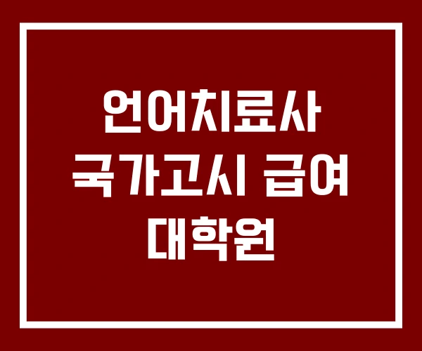 언어치료사 국가고시 급여 대학원