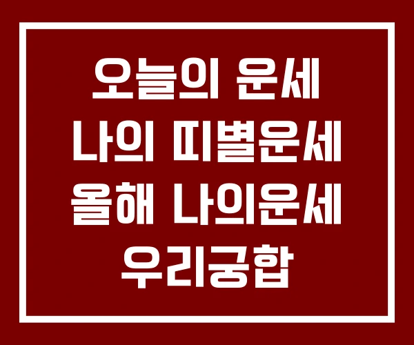 오늘의 운세 나의 띠별운세 올해 나의운세 우리궁합