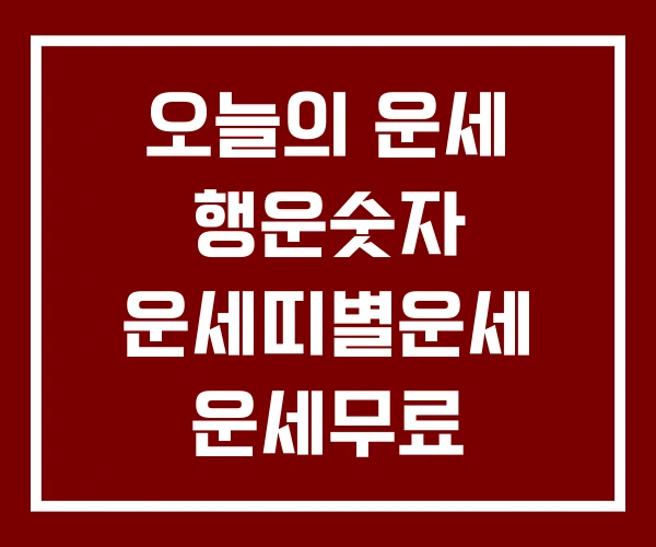 오늘의 운세 행운숫자 운세띠별운세 운세무료