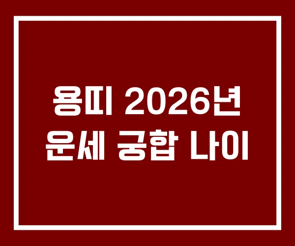 용띠 2026년 운세 궁합 나이