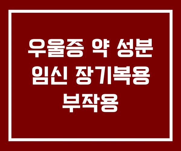 우울증 약 성분 임신 장기복용 부작용