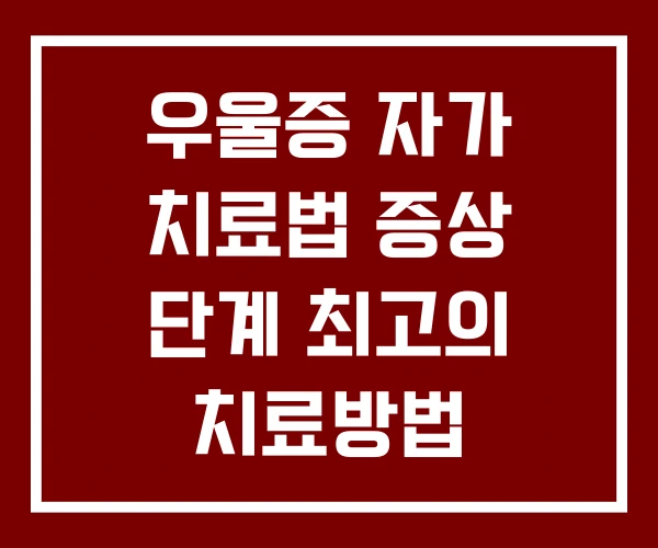 우울증 자가 치료법 증상 단계 최고의 치료방법 우울증 자가 치료법 증상 단계 최고의 치료방법