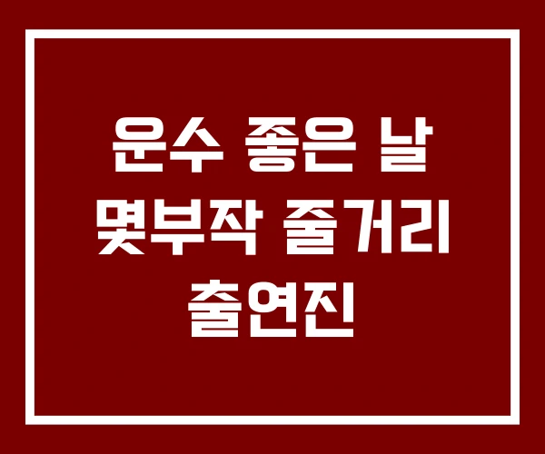 운수 좋은 날 몇부작 줄거리 출연진