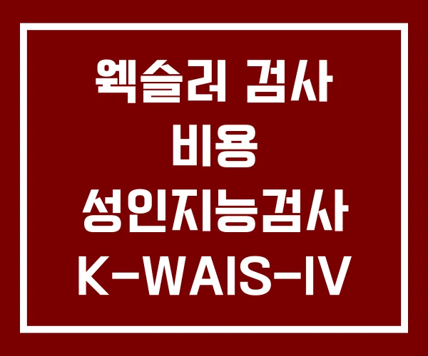 웩슬러 검사 비용 성인지능검사 K-WAIS-IV 아동용 지능검사 웩슬러 검사 비용 성인지능검사 K-WAIS-IV 아동용 지능검사