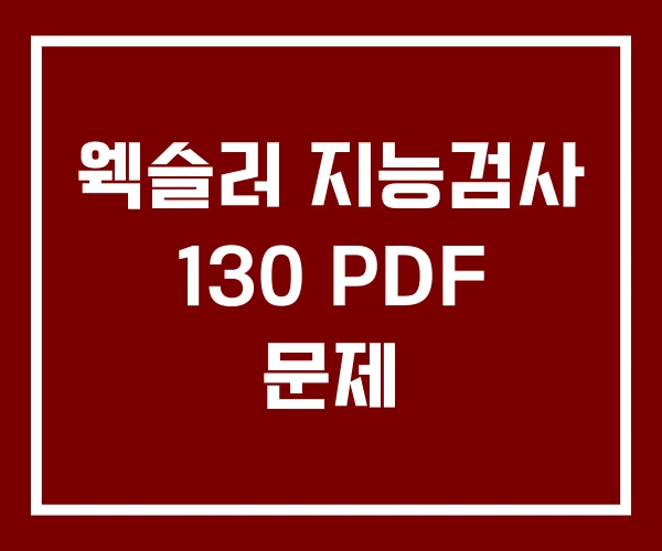 웩슬러 지능검사 130 PDF 문제 웩슬러 지능검사 130 PDF 문제