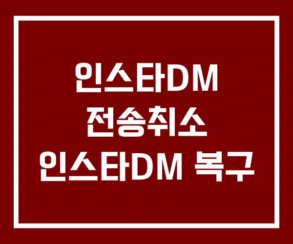 인스타DM 전송취소 인스타DM 복구