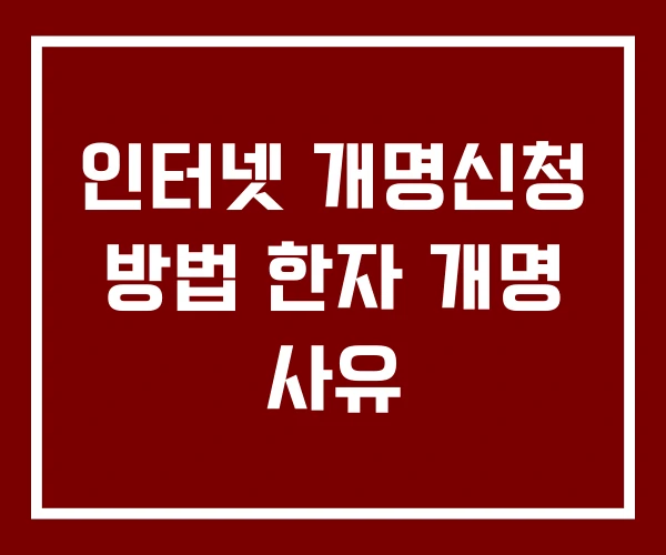 인터넷 개명신청 방법 한자 개명 사유
