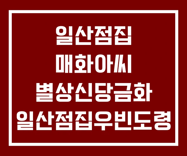 일산점집 매화아씨 별상신당금화 일산점집우빈도령