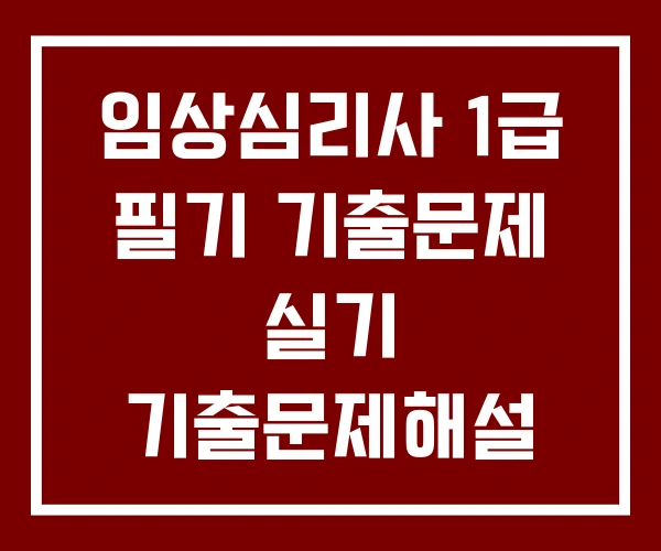 임상심리사 1급 필기 기출문제 실기 기출문제해설 임상심리사 1급 필기 기출문제 실기 기출문제해설