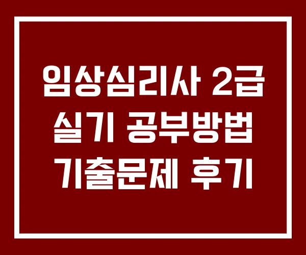 임상심리사 2급 실기 공부방법 기출문제 후기