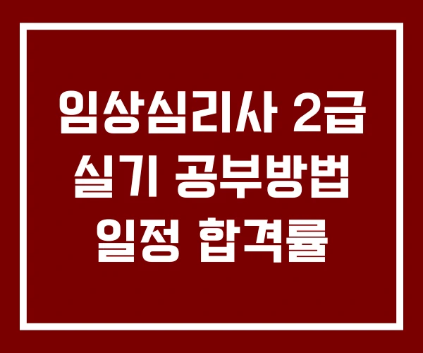 임상심리사 2급 실기 공부방법 일정 합격률