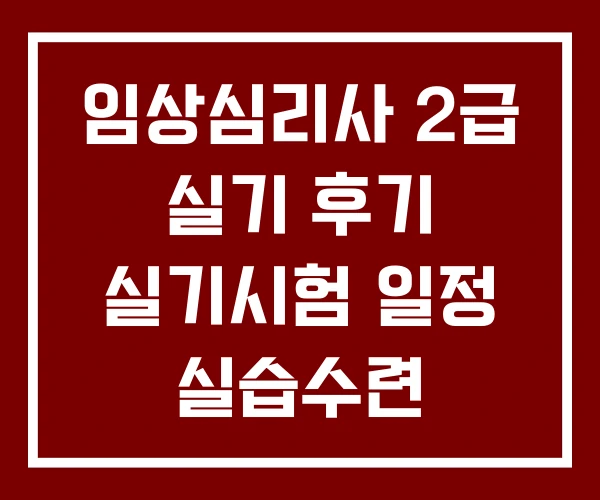 임상심리사 2급 실기 후기 실기시험 일정 실습수련