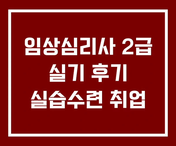 임상심리사 2급 실기 후기 실습수련 취업 임상심리사 2급 실기 후기 실습수련 취업