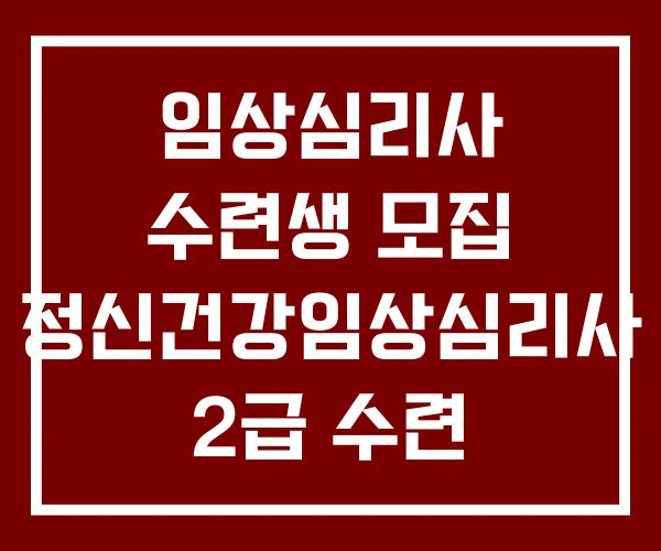 임상심리사 수련생 모집 정신건강임상심리사 2급 수련 수련기관 임상심리사 수련생 모집 정신건강임상심리사 2급 수련 수련기관