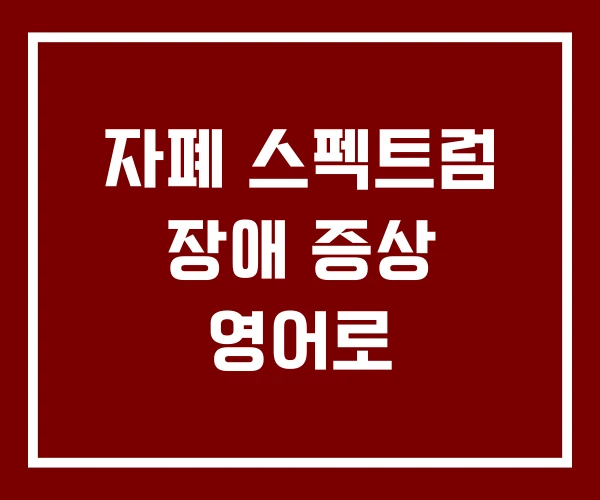 자폐 스펙트럼 장애 증상 영어로 자폐 스펙트럼 장애 증상 영어로