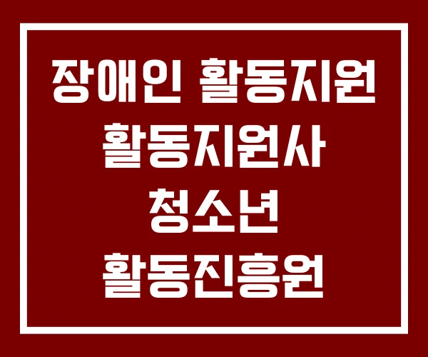 장애인 활동지원 활동지원사 청소년 활동진흥원