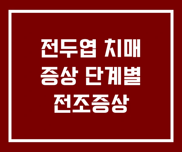전두엽 치매 증상 단계별 전조증상