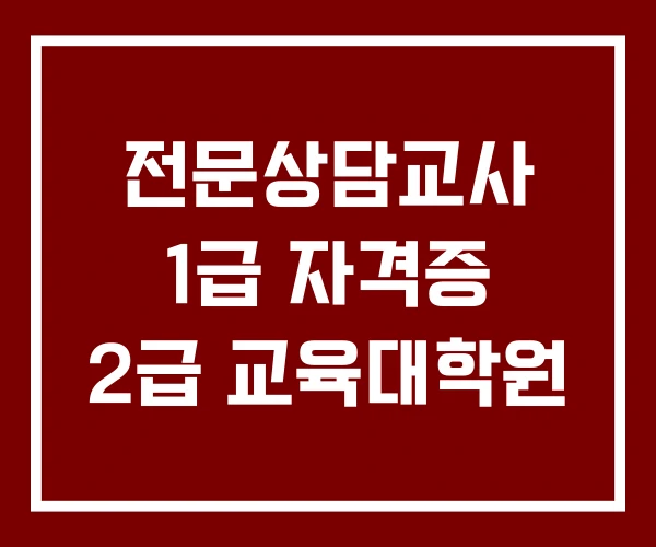 전문상담교사 1급 자격증 2급 교육대학원