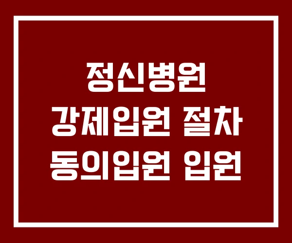 정신병원 강제입원 절차 동의입원 입원