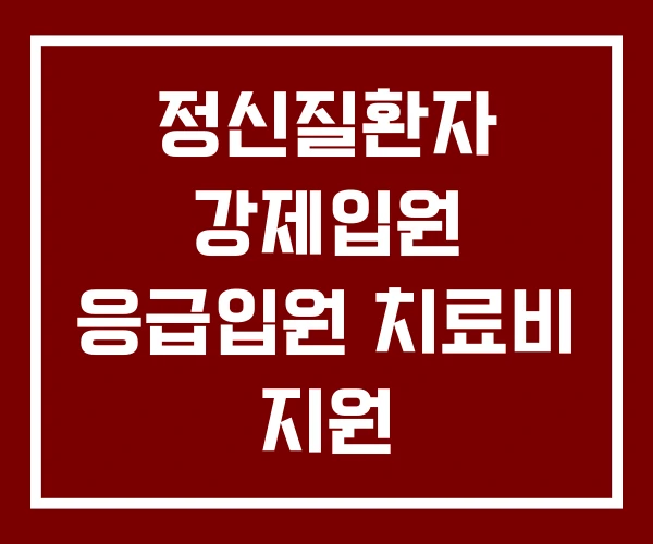 정신질환자 강제입원 응급입원 치료비 지원