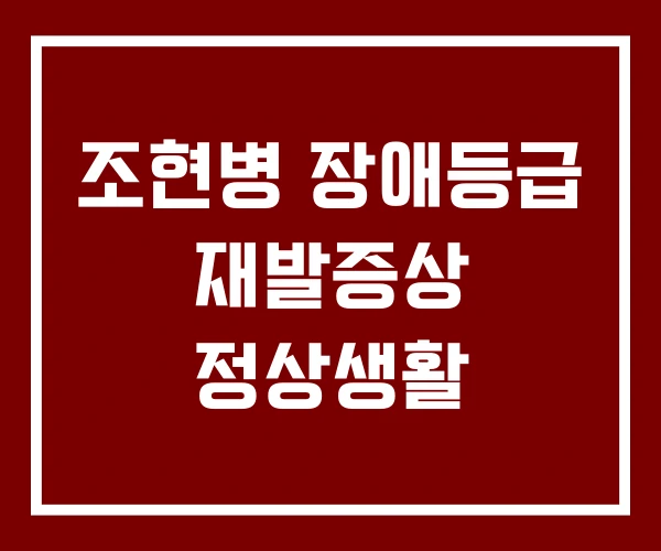 조현병 장애등급 재발증상 정상생활