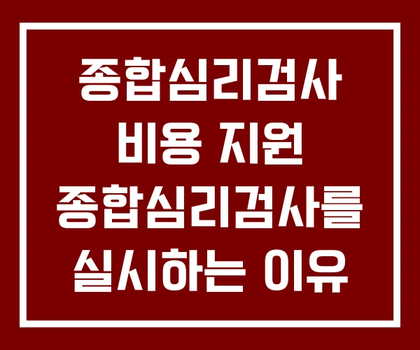 종합심리검사 비용 지원 종합심리검사를 실시하는 이유