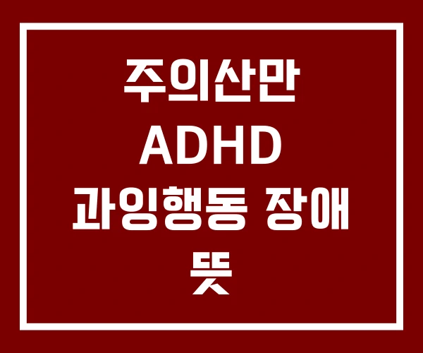 주의산만 ADHD 과잉행동 장애 뜻 주의산만 ADHD 과잉행동 장애 뜻