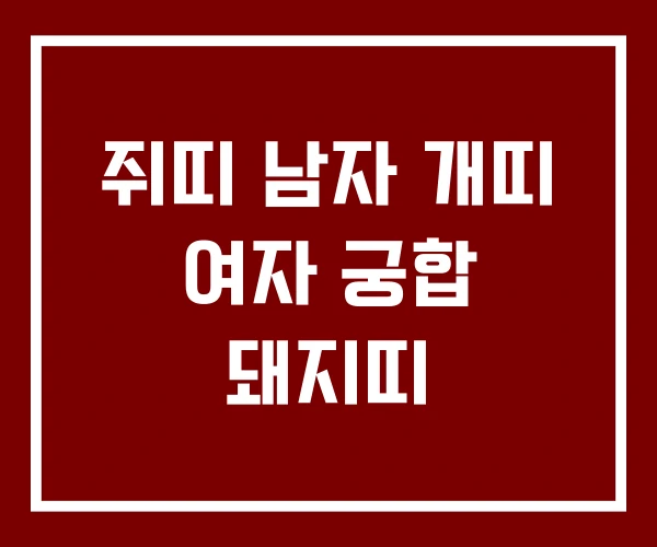 쥐띠 남자 개띠 여자 궁합 돼지띠