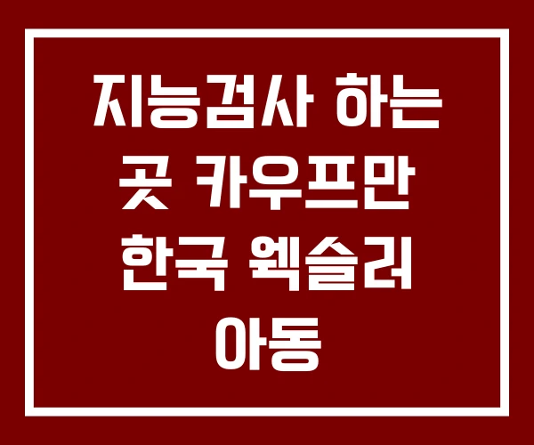 지능검사 하는 곳 카우프만 한국 웩슬러 아동 지능검사 하는 곳 카우프만 한국 웩슬러 아동