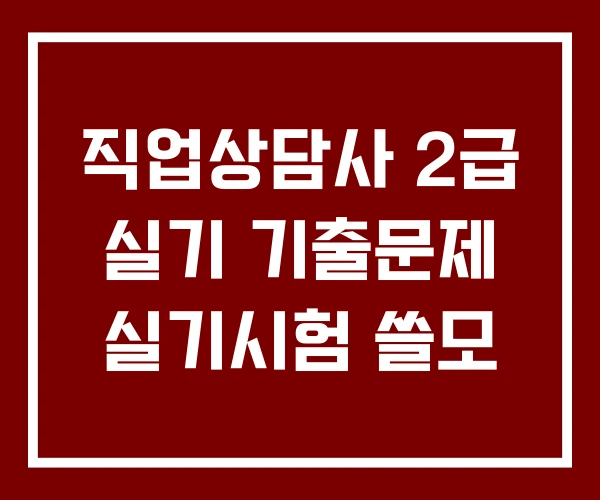 직업상담사 2급 실기 기출문제 실기시험 쓸모