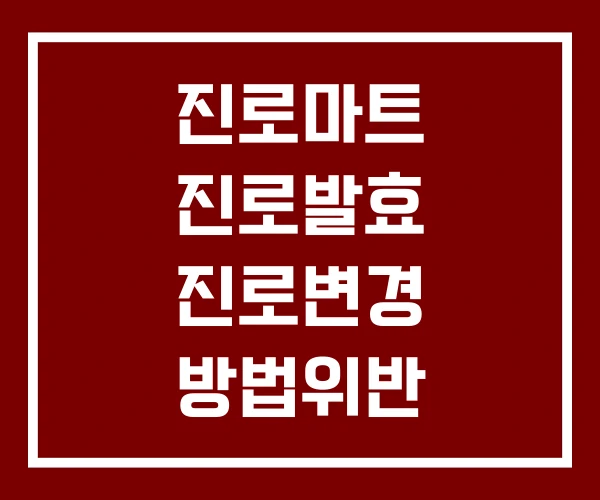 진로마트 진로발효 진로변경 방법위반 진로마트 진로발효 진로변경 방법위반