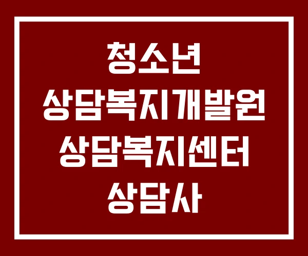 청소년 상담복지개발원 상담복지센터 상담사