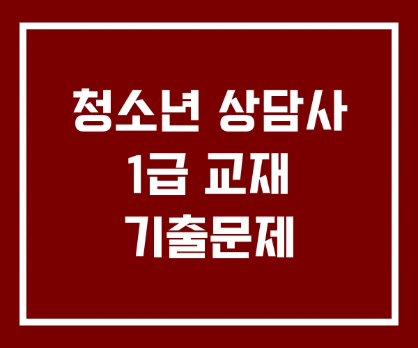 청소년 상담사 1급 교재 기출문제