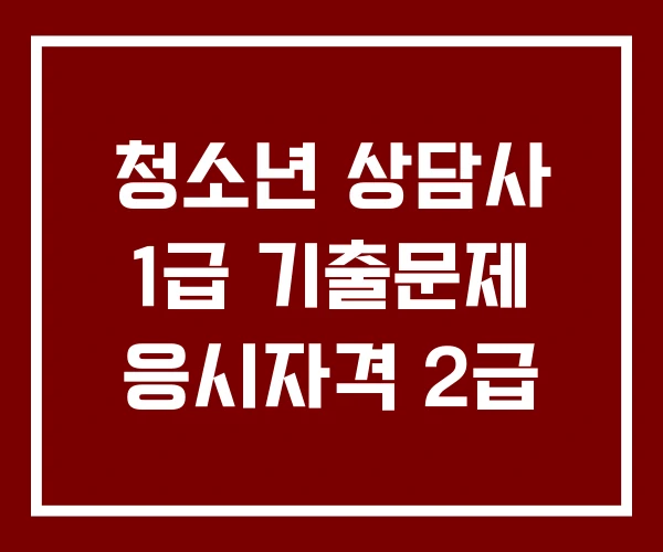 청소년 상담사 1급 기출문제 응시자격 2급