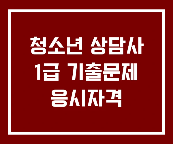 청소년 상담사 1급 기출문제 응시자격