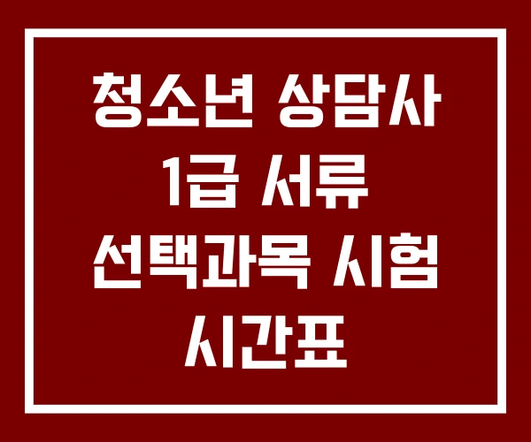 청소년 상담사 1급 서류 선택과목 시험 시간표 청소년 상담사 1급 서류 선택과목 시험 시간표