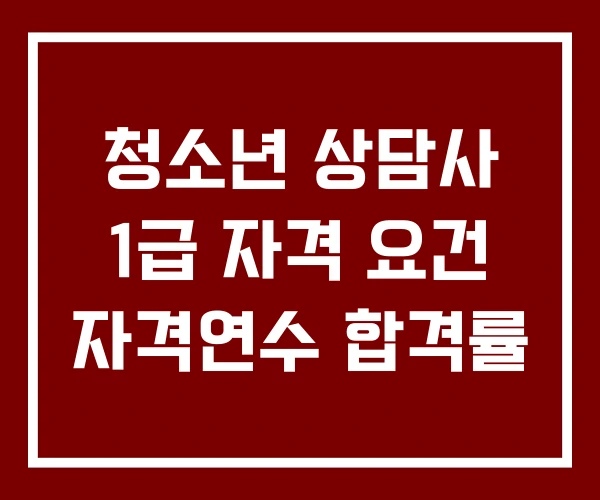 청소년 상담사 1급 자격 요건 자격연수 합격률 청소년 상담사 1급 자격 요건 자격연수 합격률