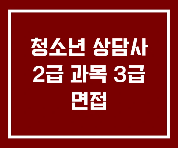 청소년 상담사 2급 과목 3급 면접