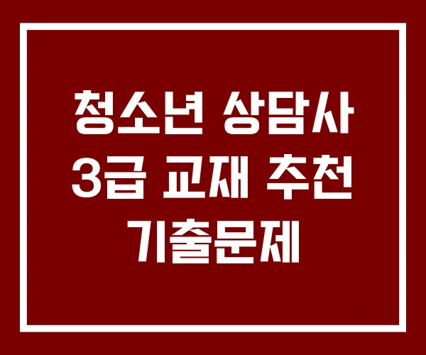 청소년 상담사 3급 교재 추천 기출문제