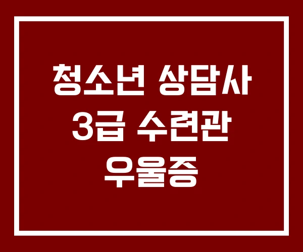 청소년 상담사 3급 수련관 우울증