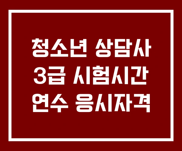 청소년 상담사 3급 시험시간 연수 응시자격 청소년 상담사 3급 시험시간 연수 응시자격