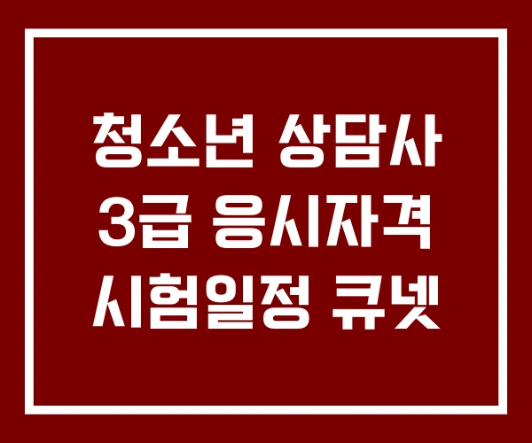 청소년 상담사 3급 응시자격 시험일정 큐넷