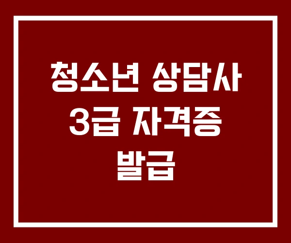 청소년 상담사 3급 자격증 발급