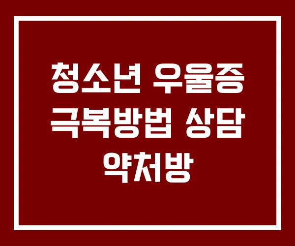 청소년 우울증 극복방법 상담 약처방